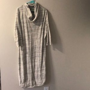 Grey and white cow neck dress from Anthropologie